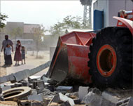 Troops have moved in with bull-dozers to demolish settler homes 
