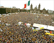 Supporters of Lopez Obrador converged on the Zocalo