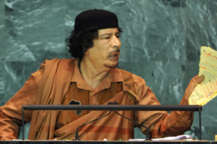 Libyan leader Muammar Gaddafi
