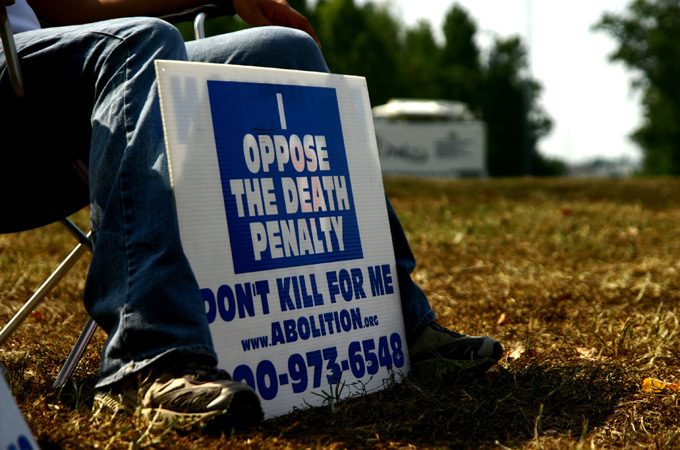 Anti-death penalty protester outside prison in Virginia