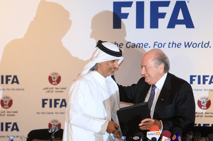 Blatter with QFA president al-Thani