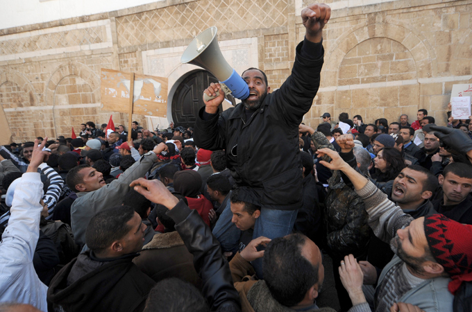 Sidi Bouzid protesters in Tunis
