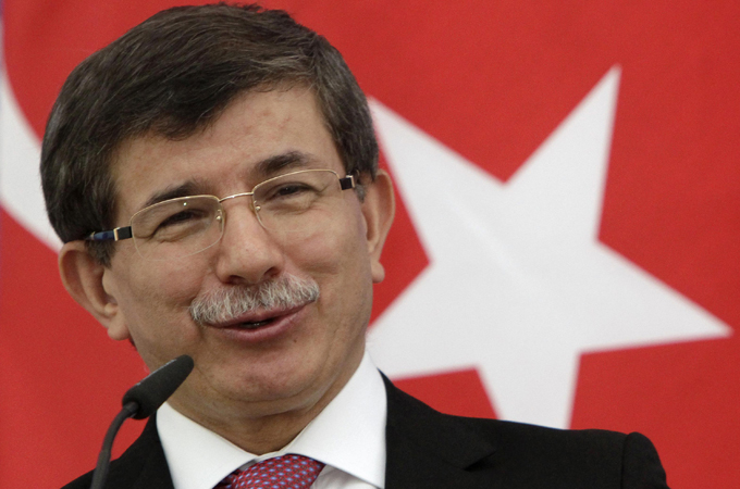 Turkiye”s then-Foreign Minister Ahmet Davutoglu speaks during a joint news conference with his Georgian counterpart Grigol Vashadze in Tbilisi, on February 12, 2011 [David Mdzinarishvili]