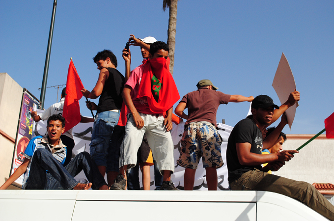 Pro-monarchy protest in Rabat, Morocco - credit: Francesco La Pia