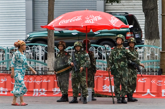 Chinese soldiers in Xinjiang