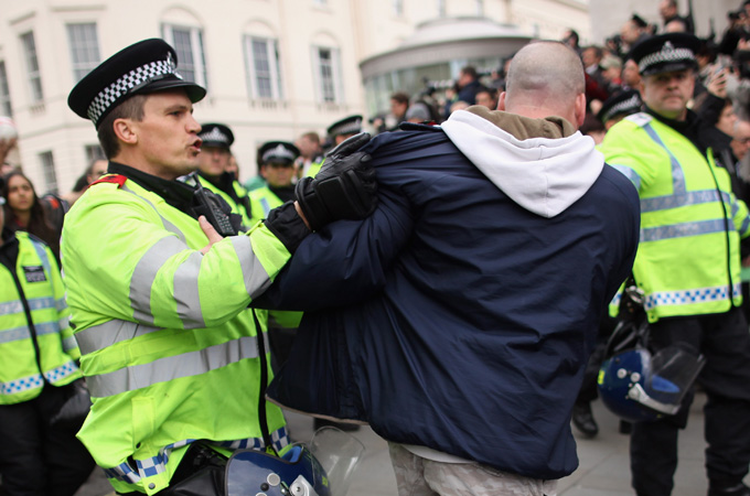 Police clash with protestors UK