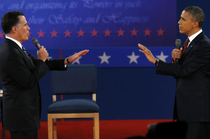 Mitt Romney and U.S. President Barack