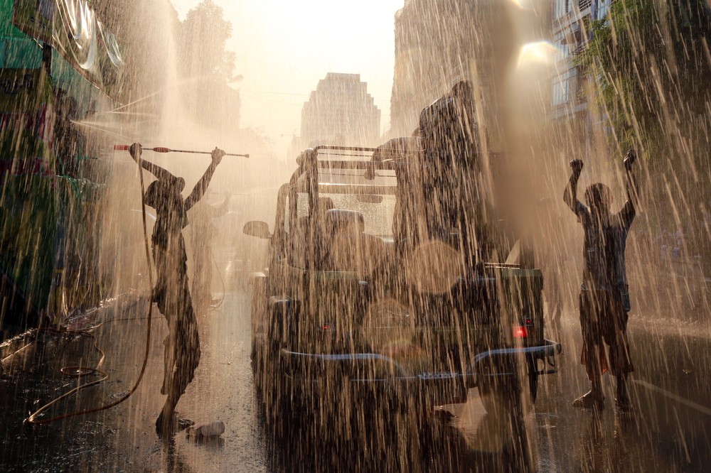 <p>Festival goers celebrate Thingyan. The celebrations usually occur over a period of four to five days, culminating in the New Year. </p>