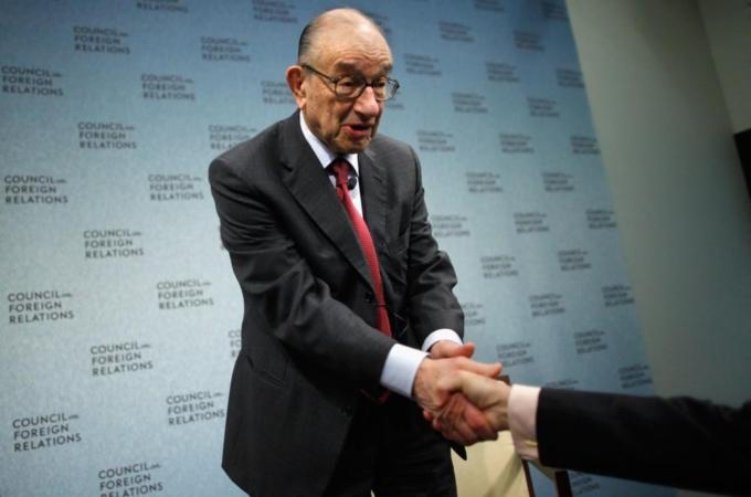 Alan Greenspan Takes Part In Discussion On Economic Costs Of Gov''t Activism
