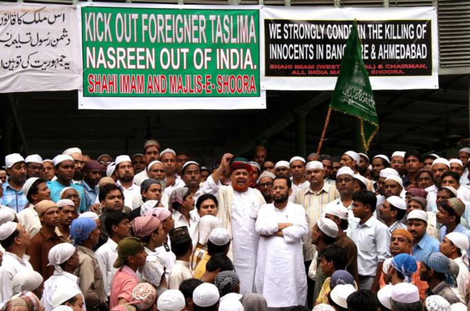 Seveal Muslim groups are demanding that Taslima Nasreen be not given shelter in India [Shaikh Azizur Rahman/Al Jazeera]