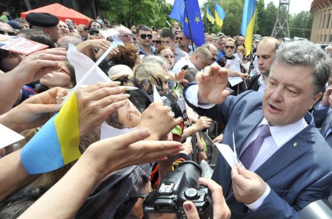 Recent polls show Petro Poroshenko far ahead of the other presidential contenders [AP]