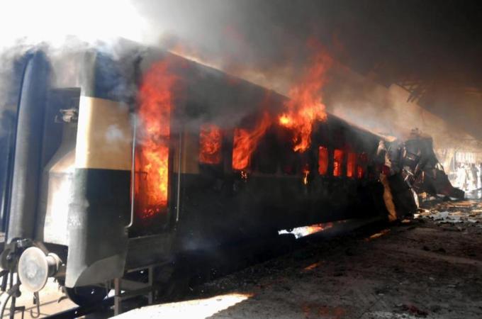 A bomb blast targeted a passenger train in Sibi district of Balochistan province, Pakistan [EPA]