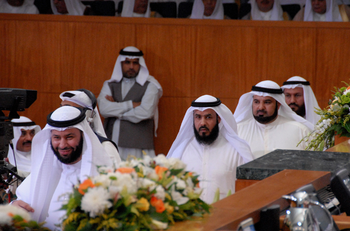 Kuwaiti citizenship was also stripped from former lawmaker Abdullah al-Barghash, second from left [AP]