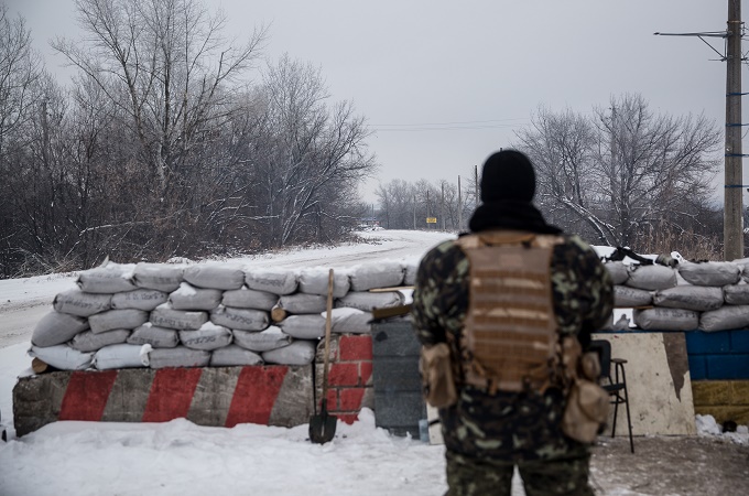 The last checkpoint before entering Luhansk People's Republic-controlled territory [Louis Dowse/Al Jazeera]
