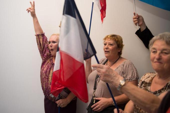 French far right party Front National supporters celebrate win under leader Marine Le Pen [AFP]