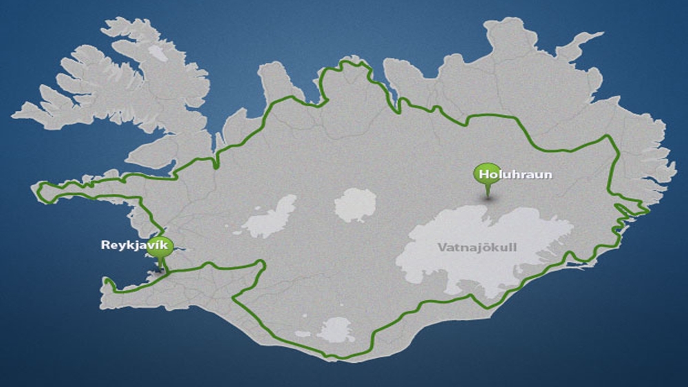 Map of Iceland showing the current volcanic eruption in the Holuhraun region [www.nordicvisitor.com] 