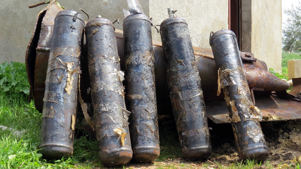 Unexploded barrel bombs in Syria''s Idlib