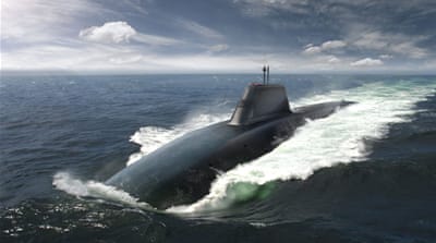 Computer graphic image from the Ministry of Defence of a Successor class submarine [EPA]