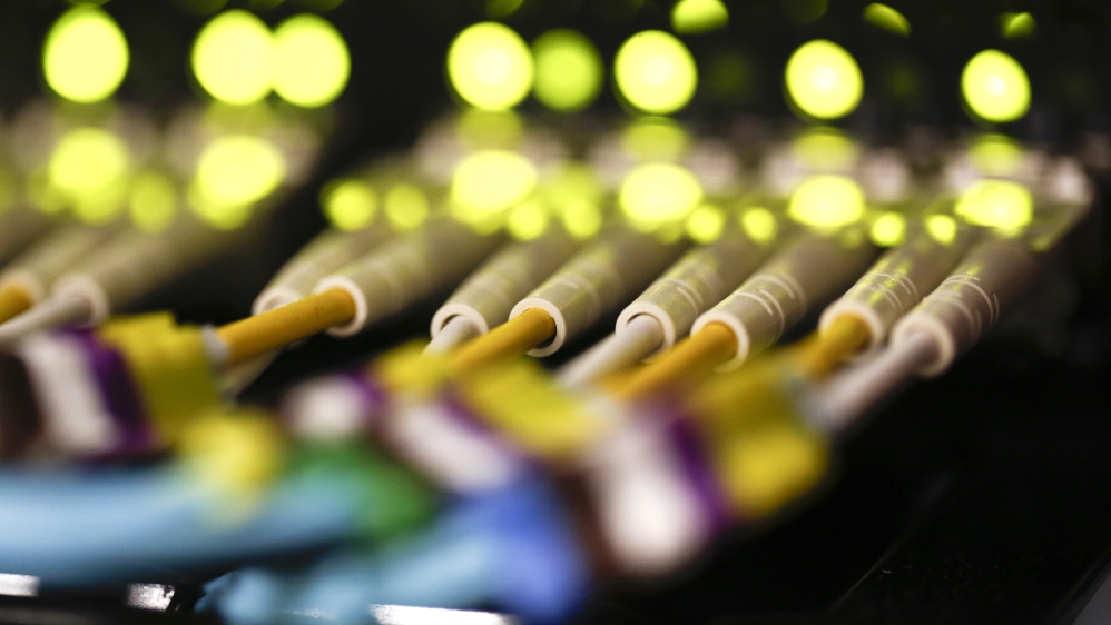 High End Data Cables Feed Into Servers