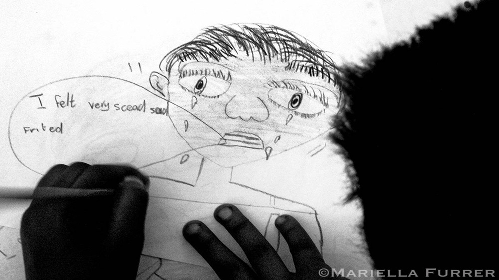 A child's drawing at the Teddy Bear Clinic for Abused Children in Johannesburg. April 2003 [Mariella Furrer]