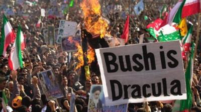 Thousands of Iranians mark the 23rd anniversary of the Islamic revolution by chanting 'Death to America' in Tehran [Getty]