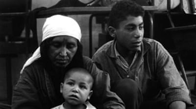 Palestinian refugees temporarily housed in a school in Damascus, 1967 [Getty] 
