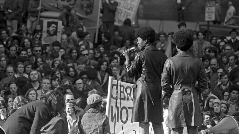 A Black Panther Party parade in downtown Boston in 1970 [Spencer Grant/Getty Images] 