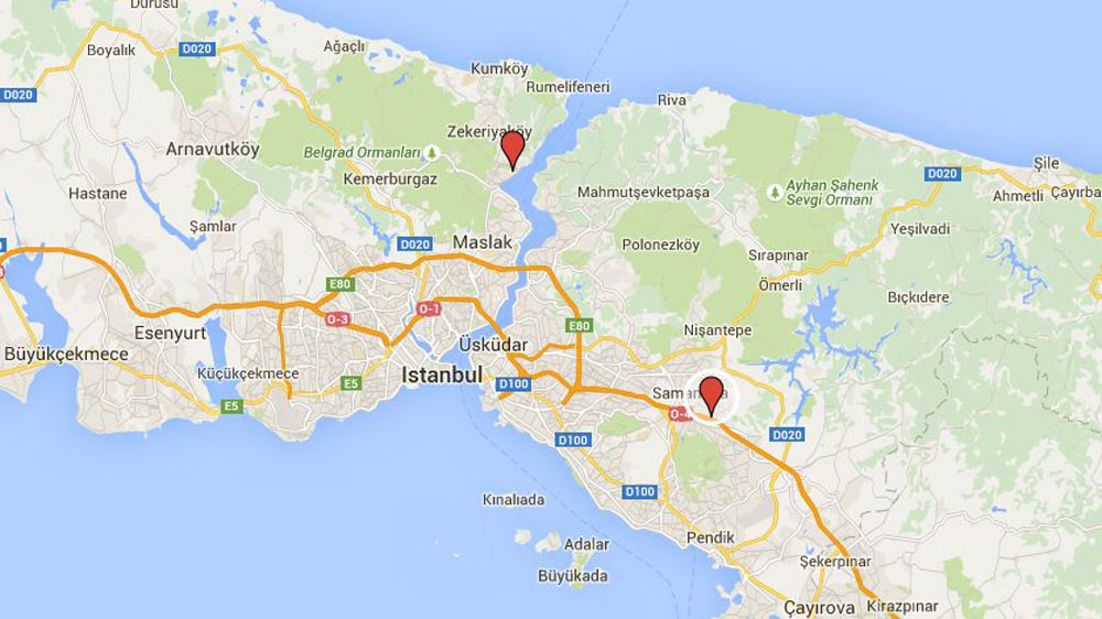 Istanbul saw two attacks on Monday morning: One on a police station in Sultanbeyli (pin on right) and another on the US consulate (pin on left) [Google Maps]