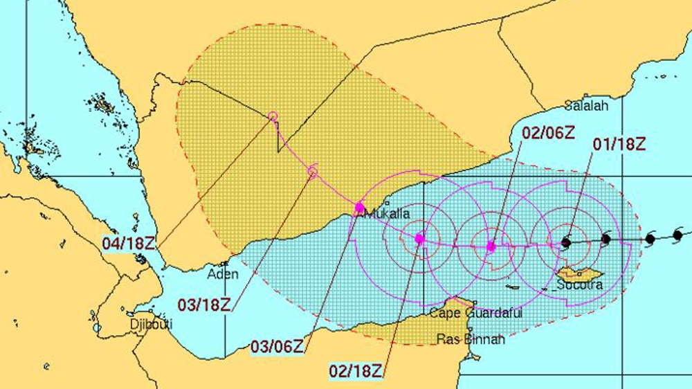 Cyclone Chapala's expected path over the next 72 hours [Joint Typhoon Warning Centre]