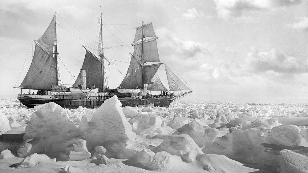 Despite attempts to free her the Endurance was stuck in the pack ice for nearly a year before sinking. Courtesy: RGS-IBG