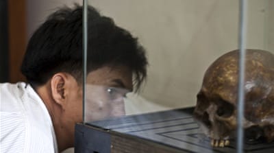 Human skulls on display at the Tuol Sleng Genocide Museum in Phnom Penh [AP]