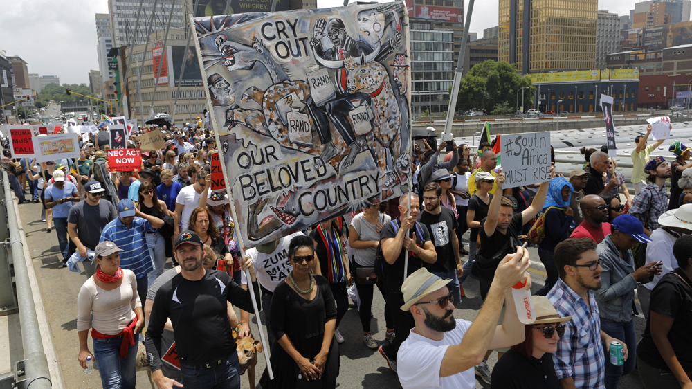 Jacob Zuma has been under increasing pressure to step down over the past two weeks [Kim Ludbrook/EPA]