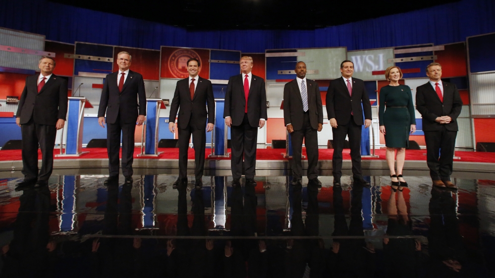 John Kasich, Jeb Bush, Marco Rubio, Donald Trump, Ben Carson, Ted Cruz, Carly Fiorina, Rand Paul