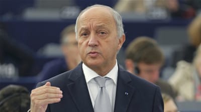 French Foreign Minister Fabius addresses the European Parliament in Strasbourg