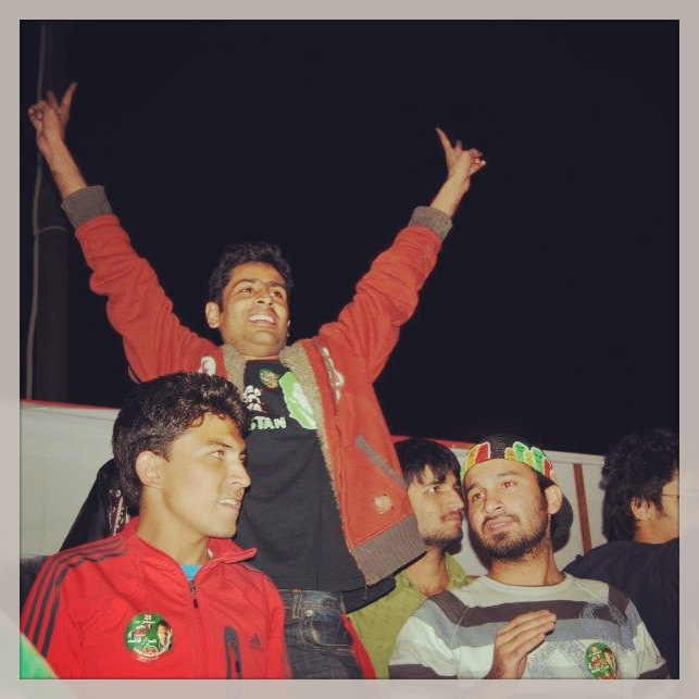 Arsalan Taj Ghumman, 30, former president of the Karachi chapter of PTI's student wing (standing) says it's a source of pride to have brought 'burgers' into the political fold [Image courtesy Arsalan Taj Ghumman]