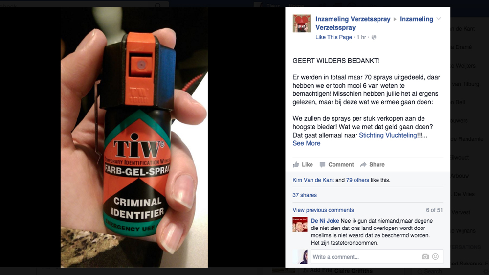 Anti-Wilders activists got hold of some of the sprays [Facebook]