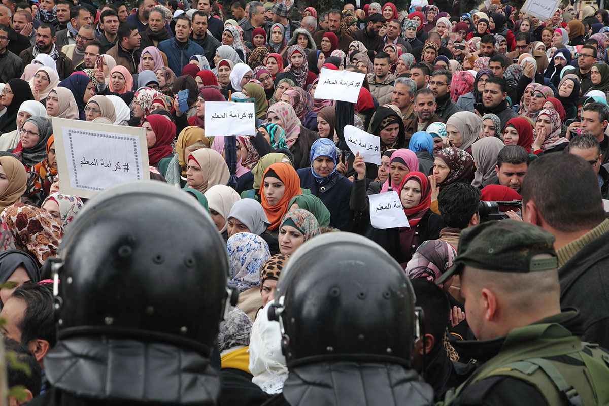 Palestinian teachers striking for rights in Ramallah/ Please Do Not Use