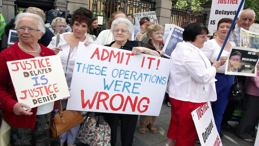 The Irish government announced its Symphysiotomy Payment Scheme in November 2014. The scheme has been widely condemned by activists, lawyers and the women themselves [Paula Geraghty/Al Jazeera] 