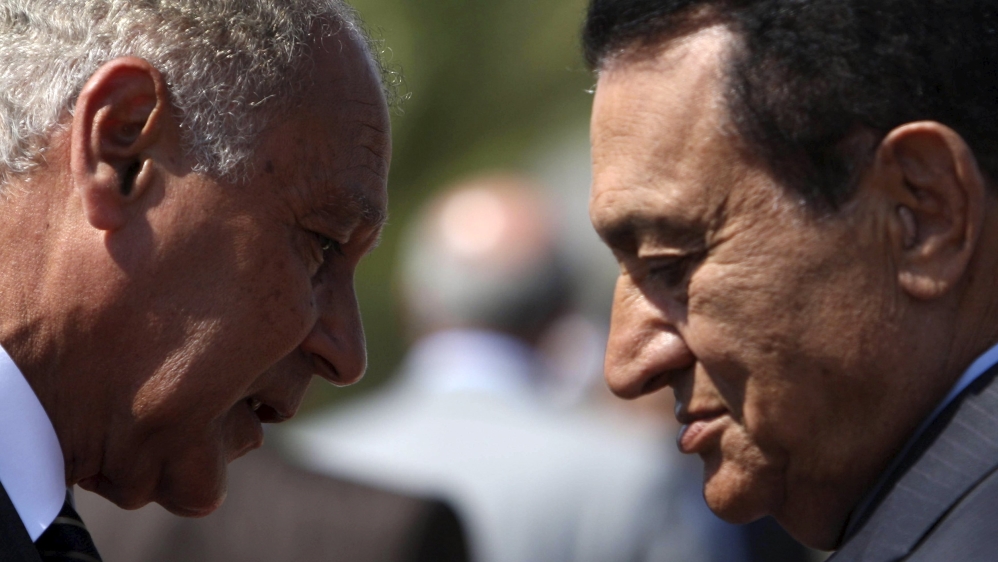 Aboul-Gheit [left] was the last foreign minister under Mubarak, who was toppled in Egypt's 2011 uprising [Reuters]