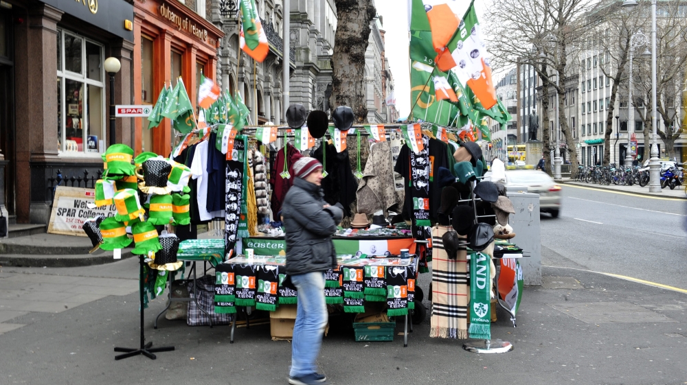 Souvenir memorabilia of the 1916 Easter Rising pictured for sale in Dublin [Aidan Crawley/EPA]
