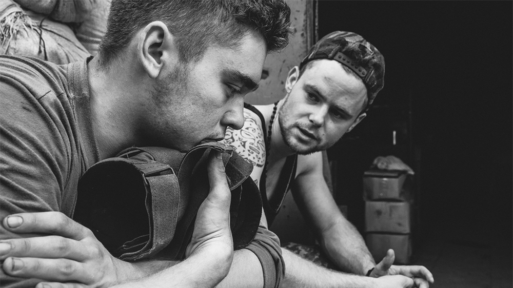 Young Ukrainian soldiers on the front line in Zenit, a Ukrainian army position 2km from Donetsk airport [Ioana Moldovan/Al Jazeera]