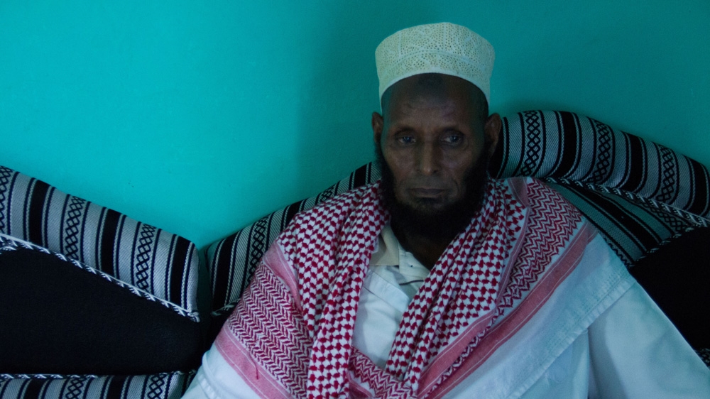 Muhumed Abdullahi at his house where he attends to more than 200 patients each day [Osman Mohamed Osman/Al Jazeera] 