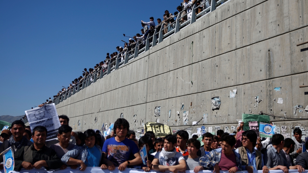 Demonstrators from Afghanistan''s Hazara minority attend a protest in Kabul