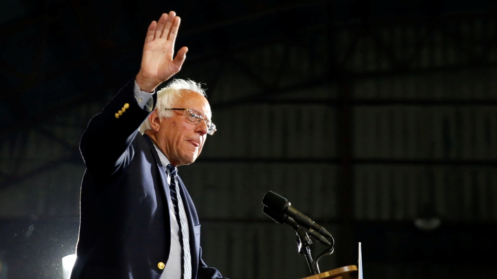 Sanders won primaries in Montana and North Dakota on Tuesday night [Lucy Nicholson/Reuters]