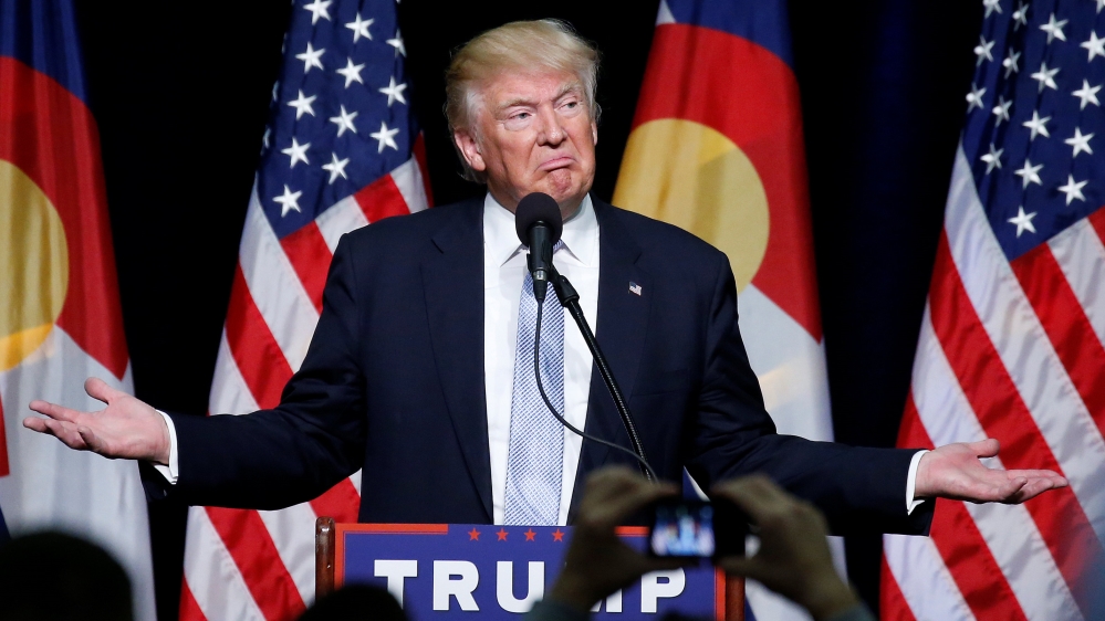 Republican presidential nominee Donald Trump speaks at a campaign rally in Colorado Springs