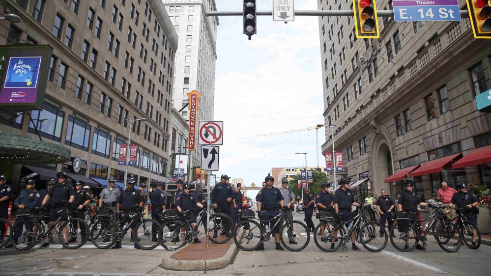 More than 2,500 police officers from elsewhere have been brought in to to assist Cleveland Police Department [Shannon Stapleton/Reuters]