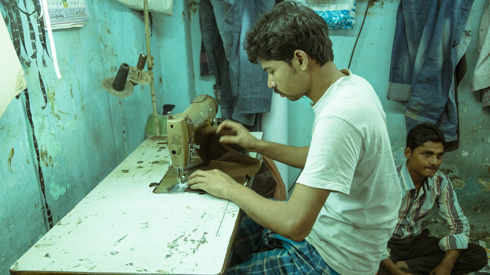 Artisan doing leather work