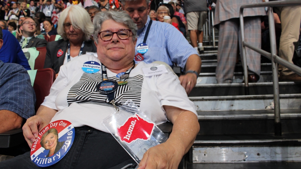 
Delegate to the Democratic Party Convention in Philadelphia [Anar Virji/Al Jazeera]
