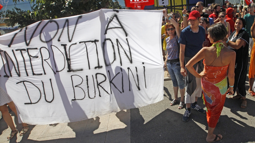 Protests have taken place in France against the ban on burkinis [AFP]