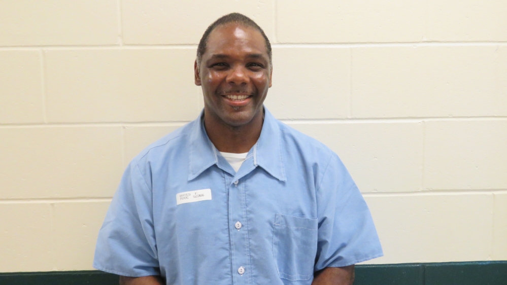 Foster Bates, 49, a college graduate and once hopeful basketball player has been in the Maine prison for the past 15 years [Jessica Sarhan/Al Jazeera]